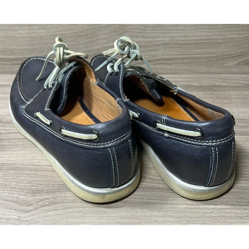COACH Carlson Mens Leather Boat Shoes Navy‎ Blue Lace Up Size 9.5